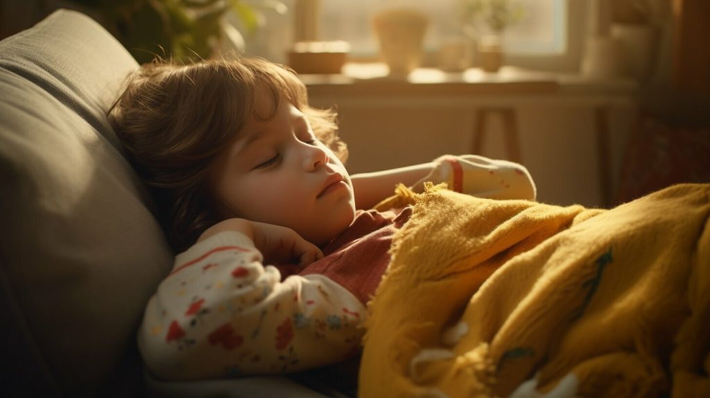 child napping on a couch