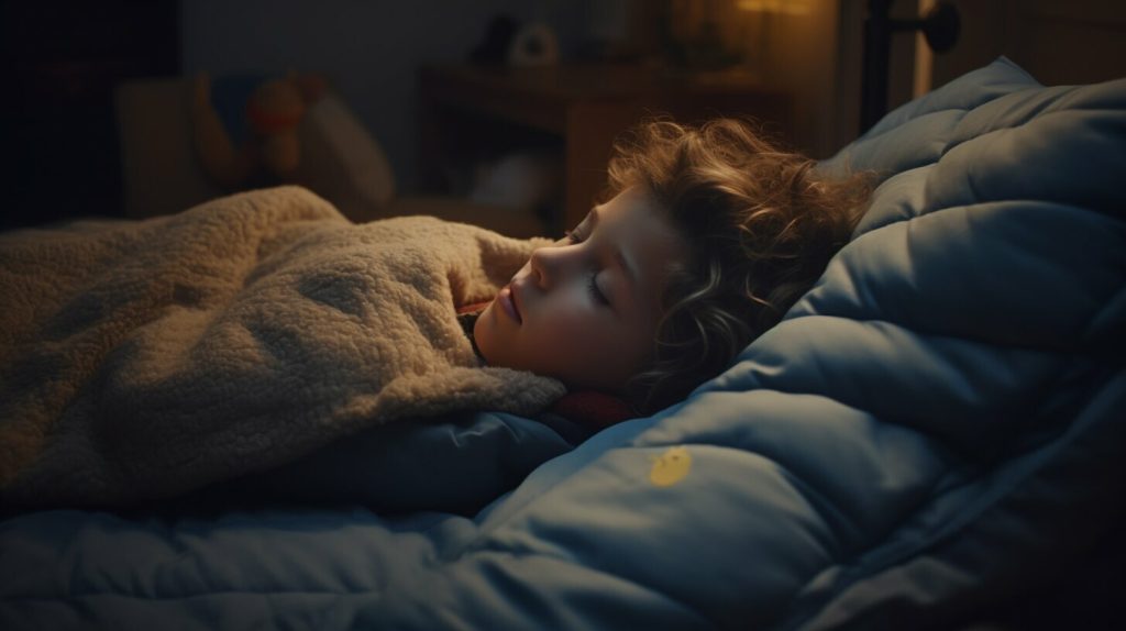 child sleeping on air mattress