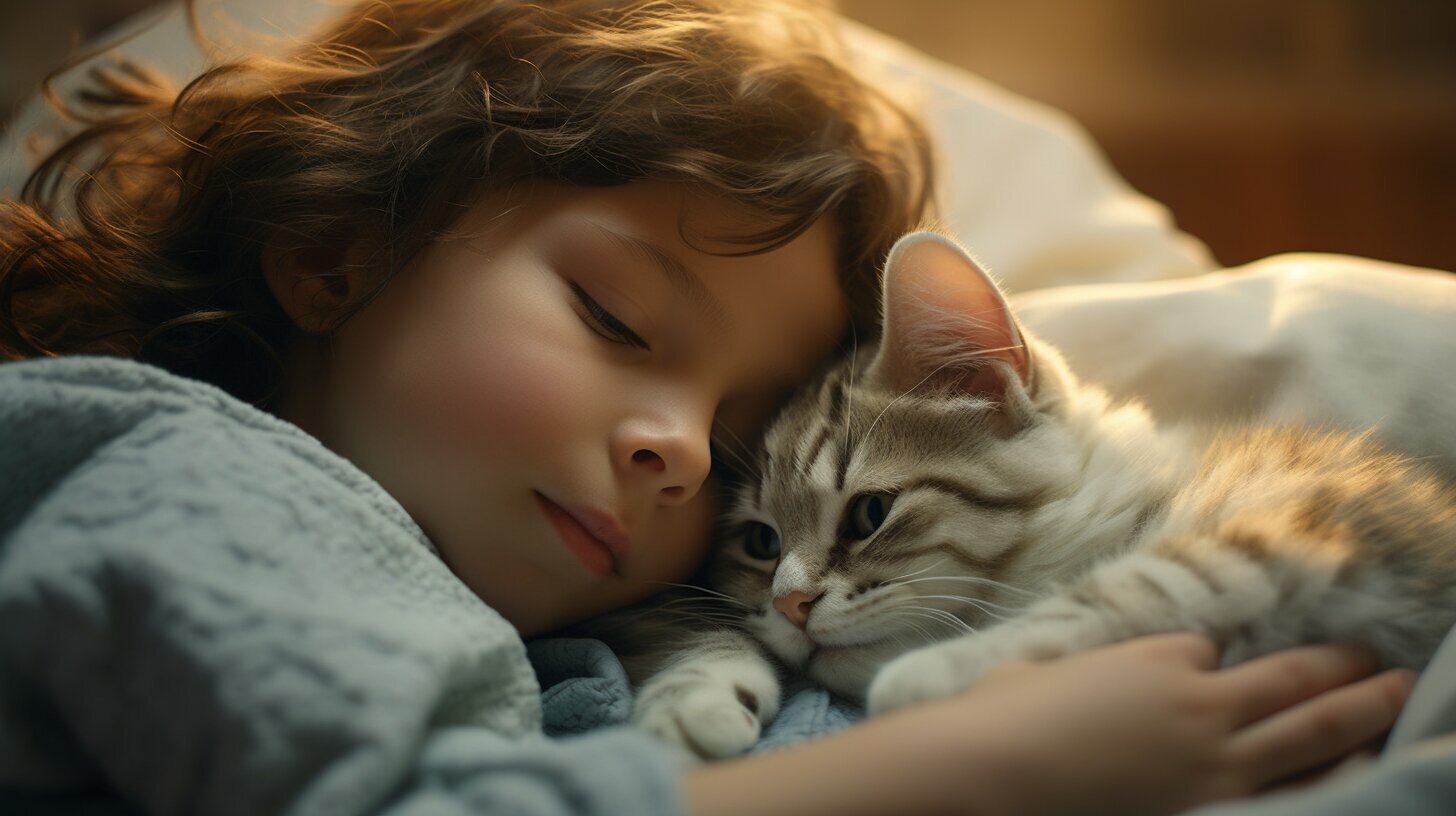 at what age can a cat sleep with a child